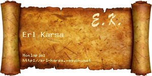 Erl Karsa névjegykártya